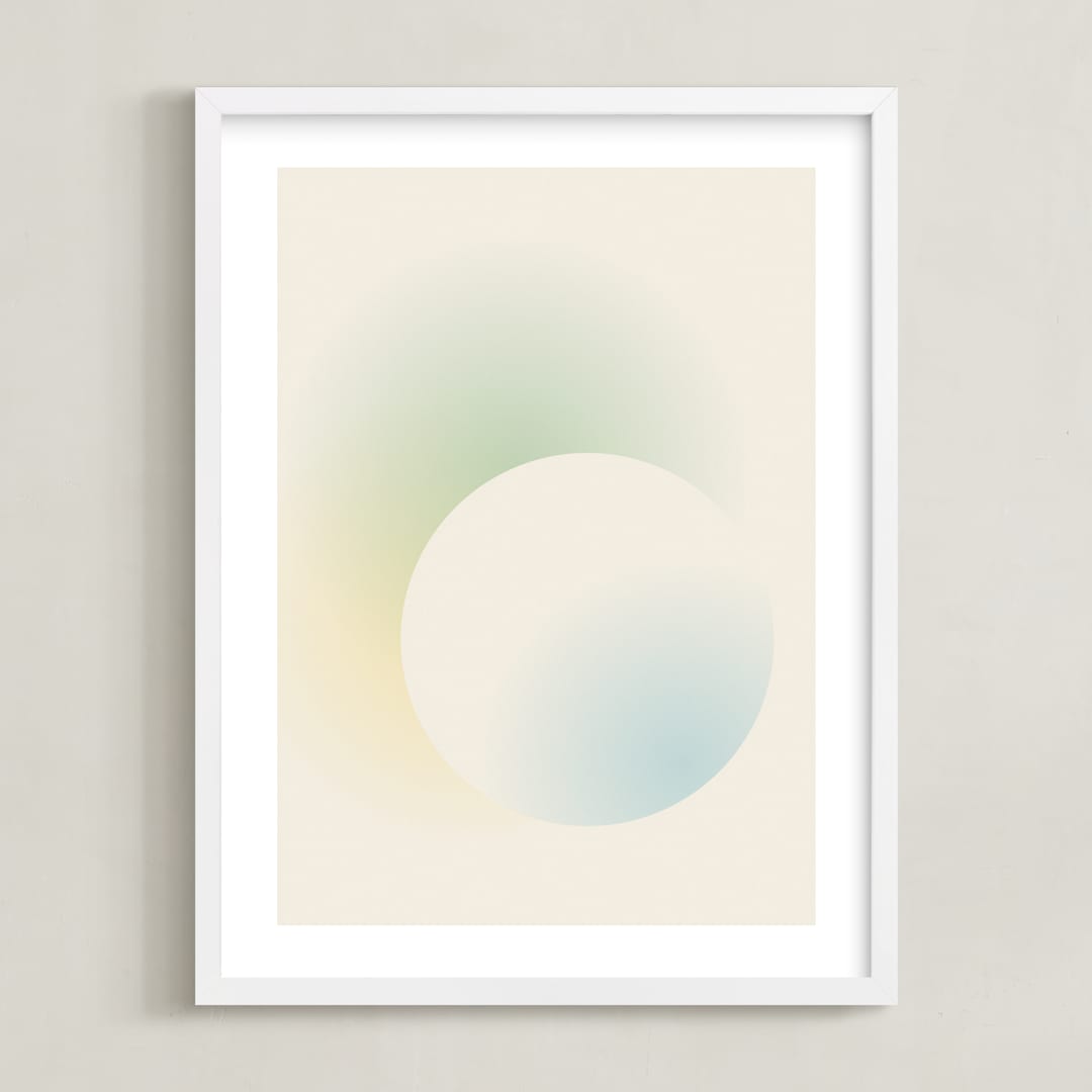 "Light of the Moon" - Art Print in Light Blue by Sarah Lund - Framed