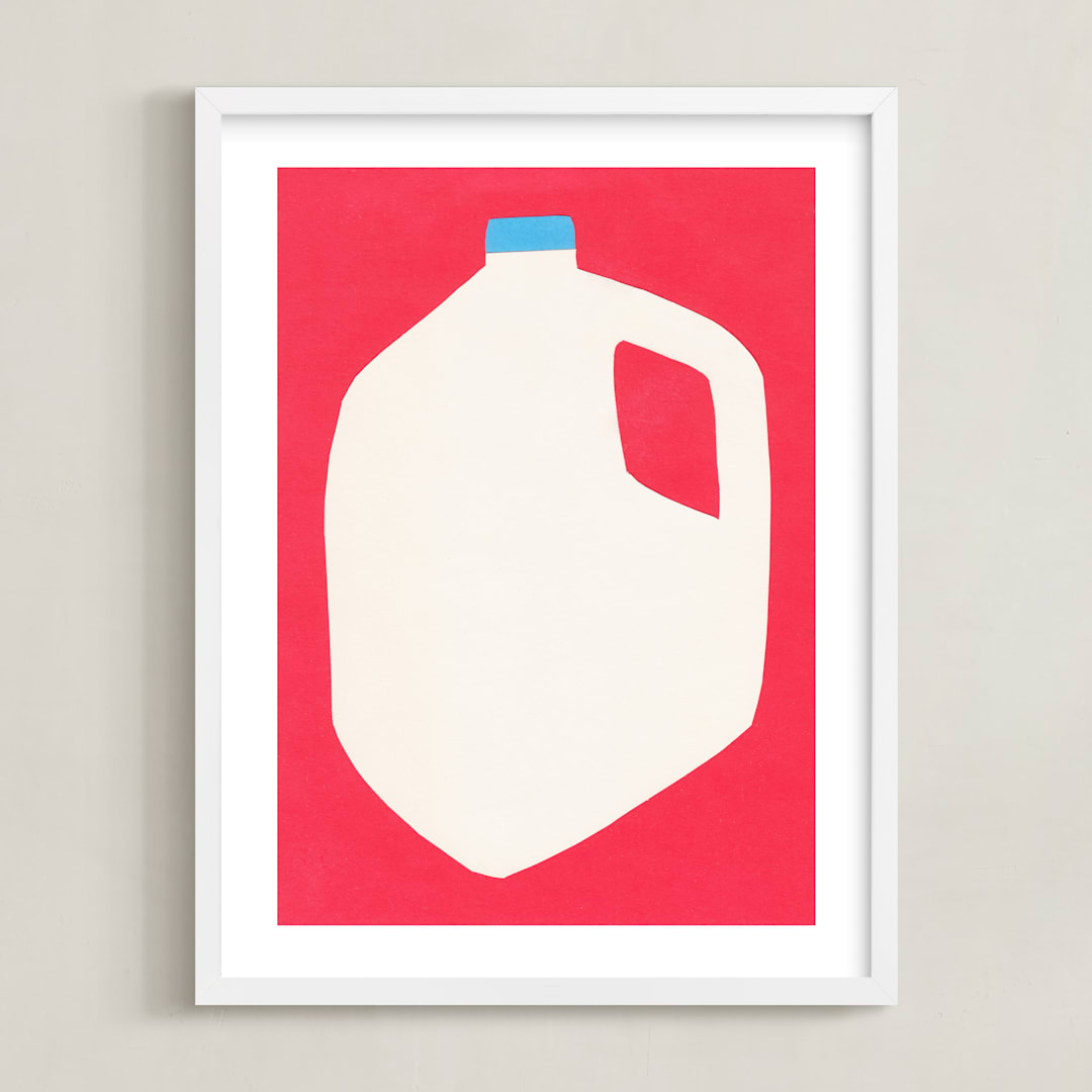 "Two Percent Milk" - Art Print in Cherry by Elliot Stokes - Framed
