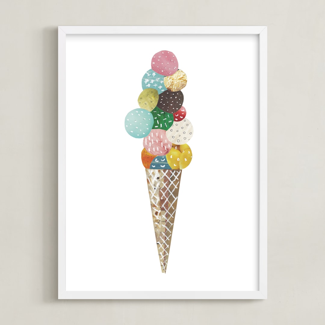 "Ice Cream" - Art Print in Pink by Aiko Poole - Framed