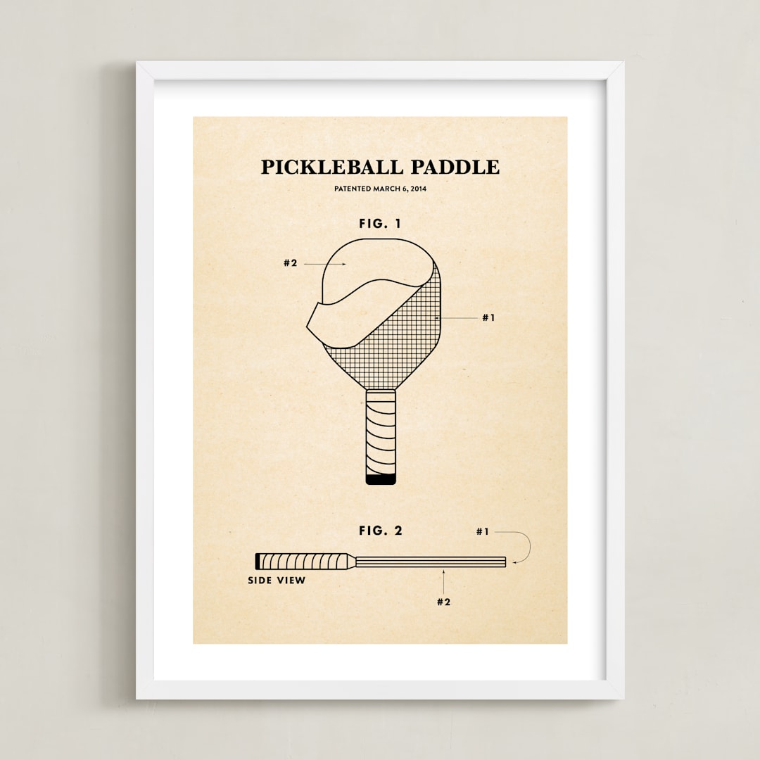 "Pickleball Posters 2" - Art Print in Backhand Black by Jayne Alfieri - Framed