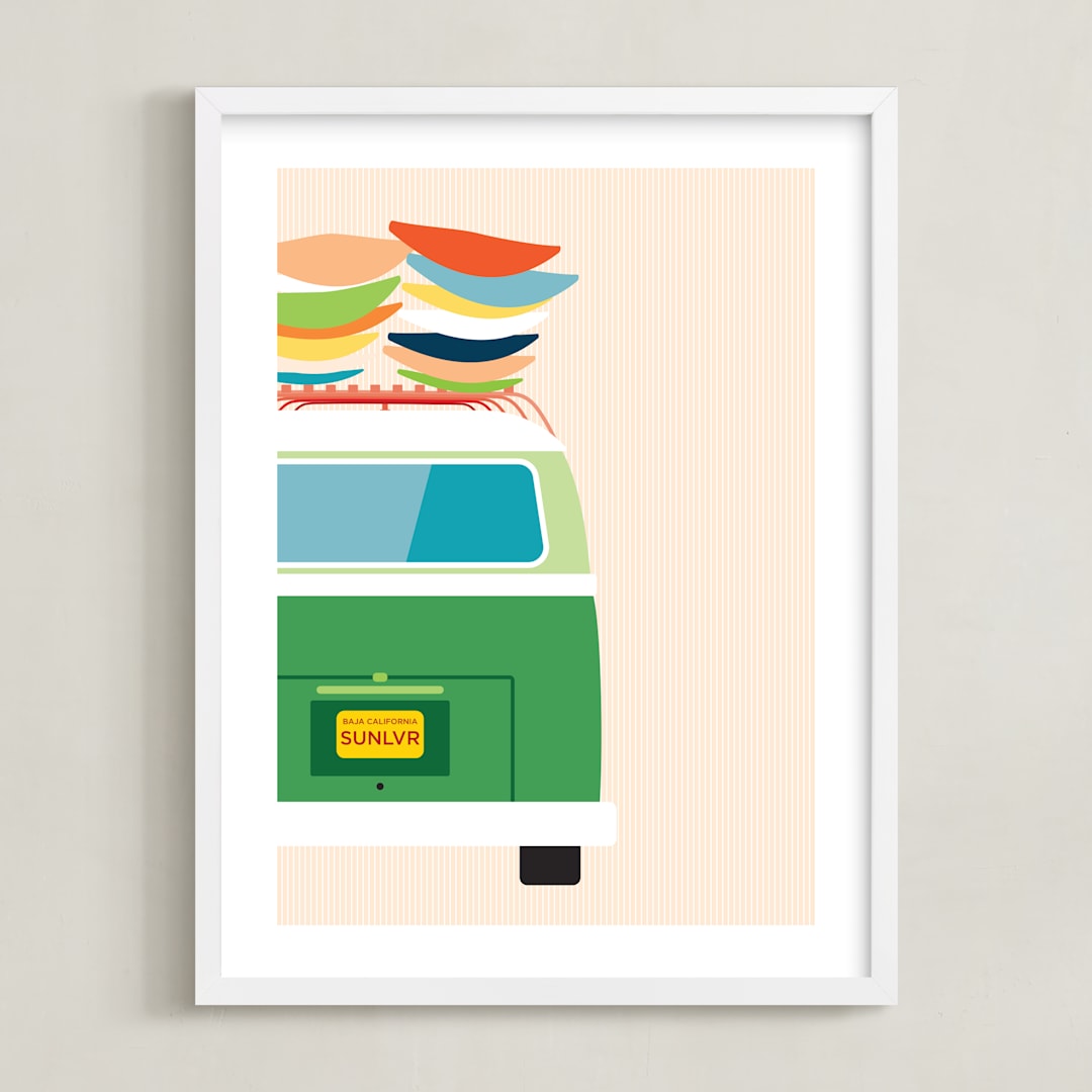 "Adventure Bus" - Art Print in Summer by Kamala Nahas - Framed