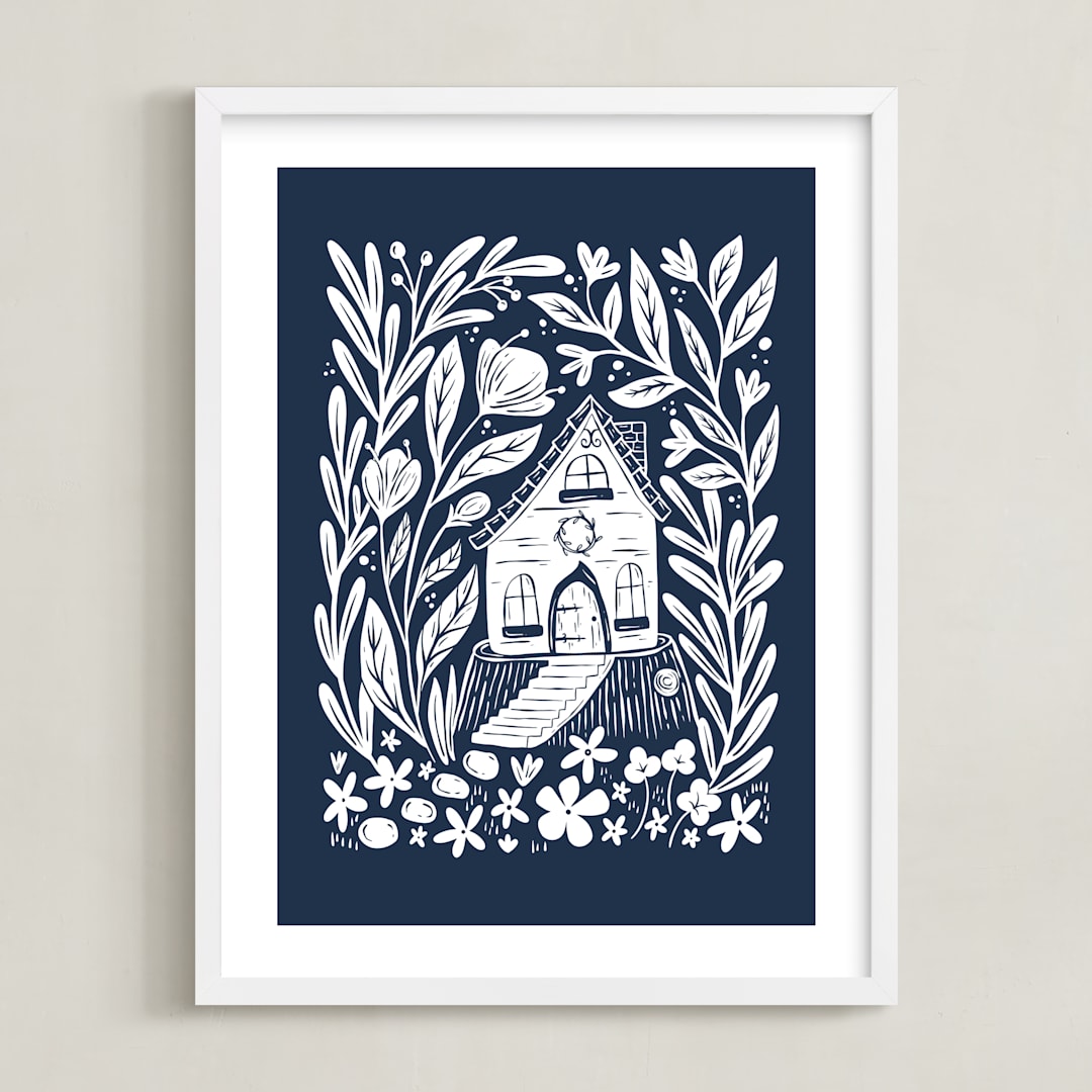 "Fairy House" - Art Print in Midnight by Kristen Knechtel - Framed