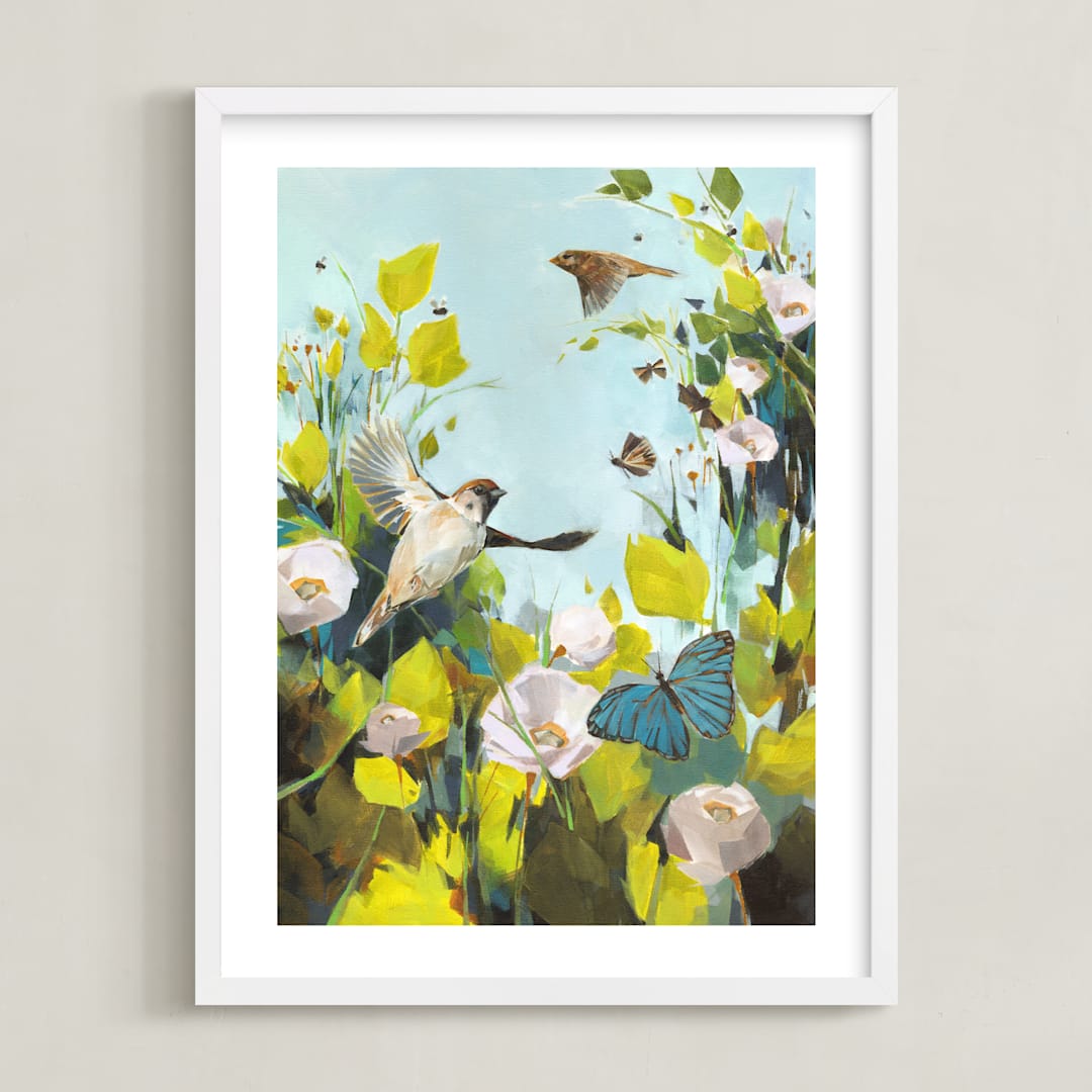 "Fly" - Art Print in sky by Jess Franks - Framed