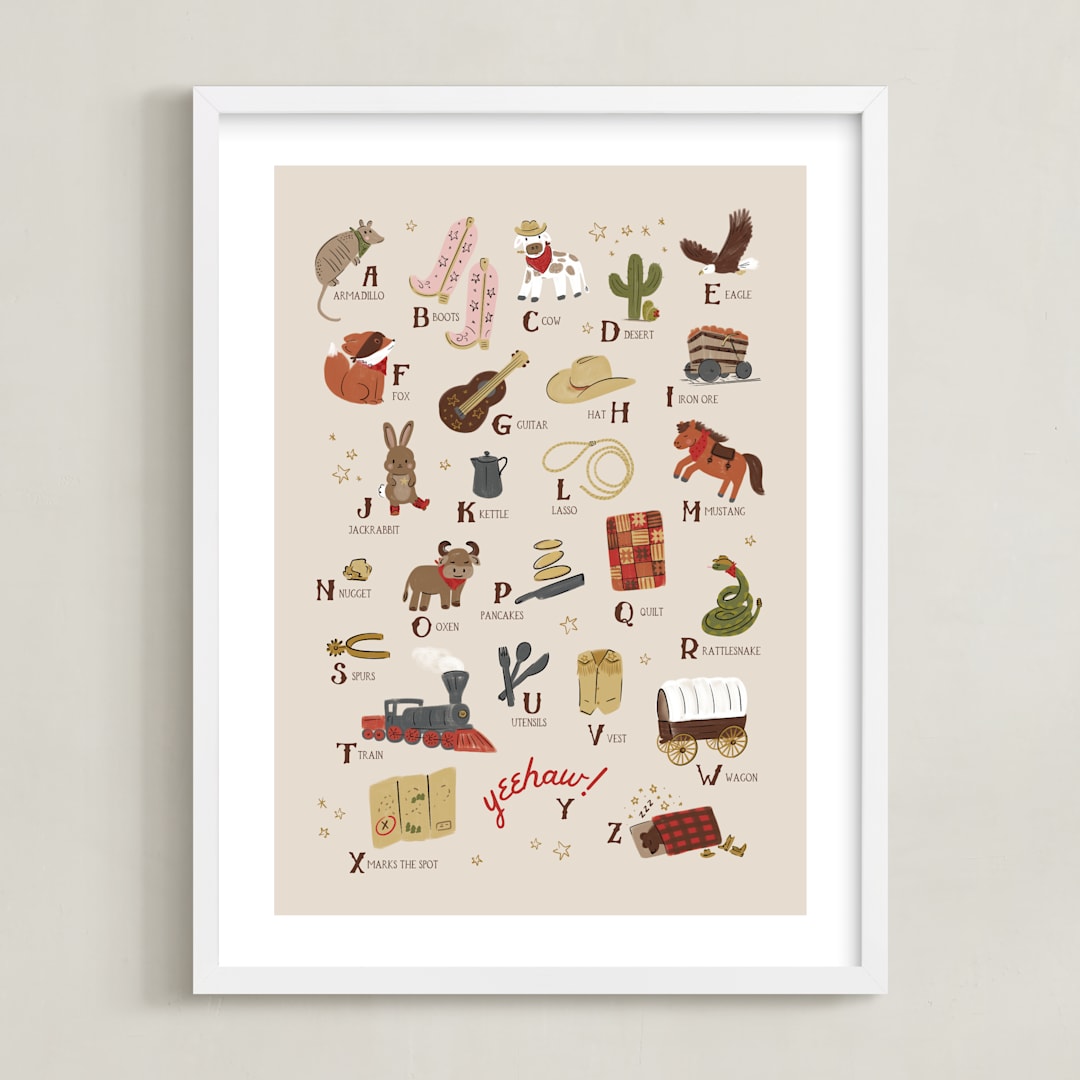 "Wild West Alphabet" - Art Print in Barn by Jenna Holcomb - Framed