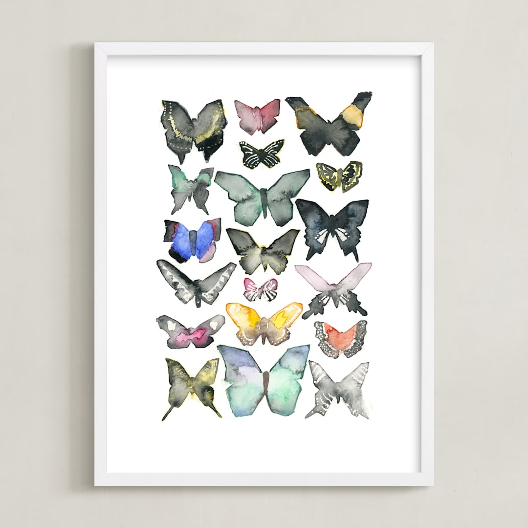 "Watercolor Butterfly Collection" - Art Print in Lush Meadow by Heidi Lowell - Framed