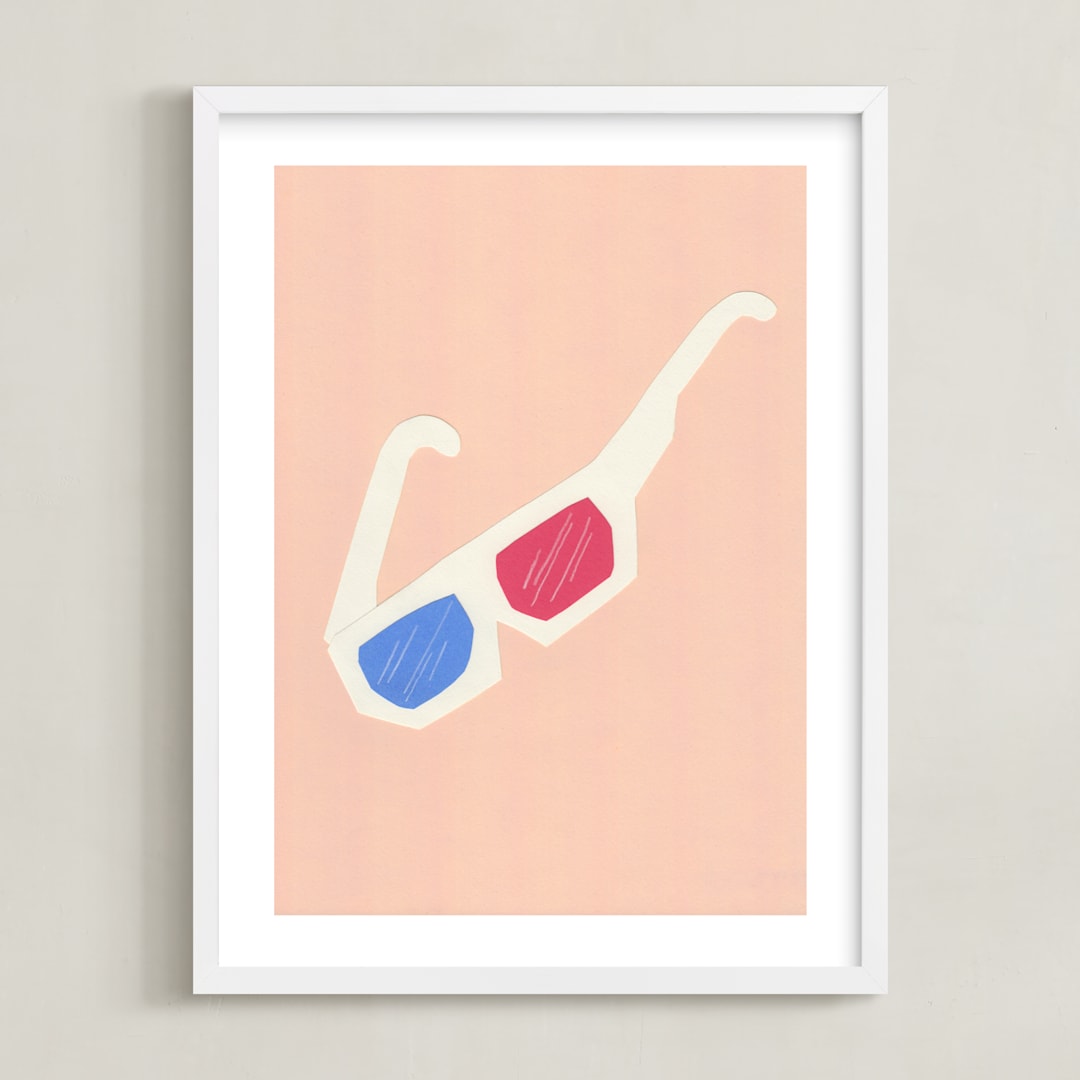 "3-D glasses" - Art Print in Retro Pink by Elliot Stokes - Framed