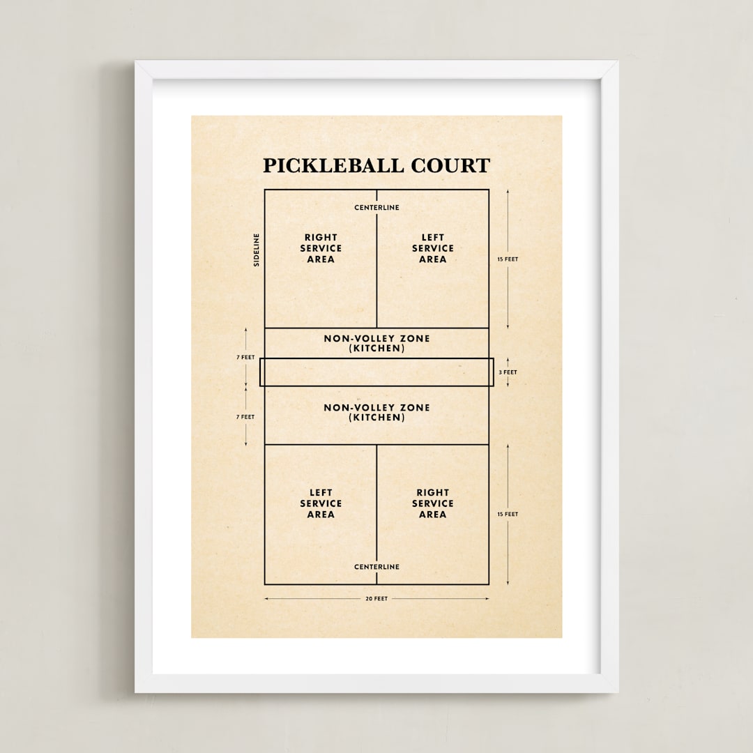 "Pickleball Posters 1" - Art Print in Backhand Black by Jayne Alfieri - Framed