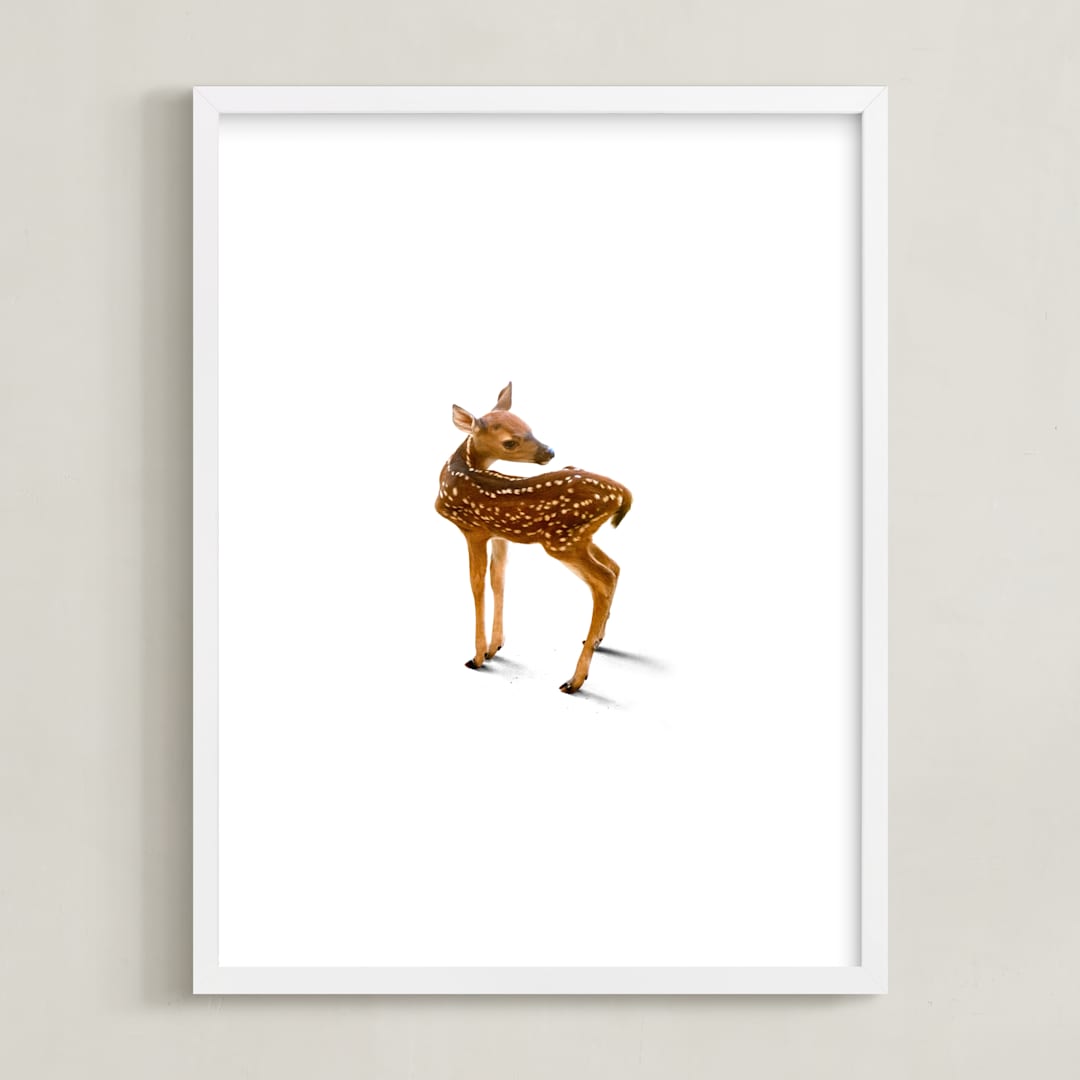 "A Deer Friend" - Art Print in White Tail by Andrew McClintock - Framed