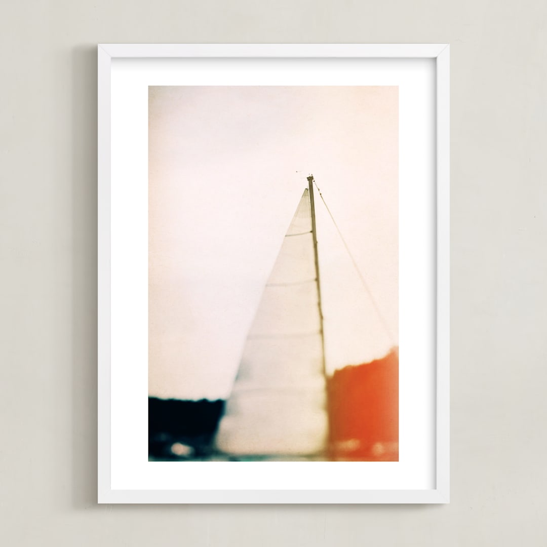 "Sunset Sail" - Art Print in Orange by ALICIA BOCK - Framed