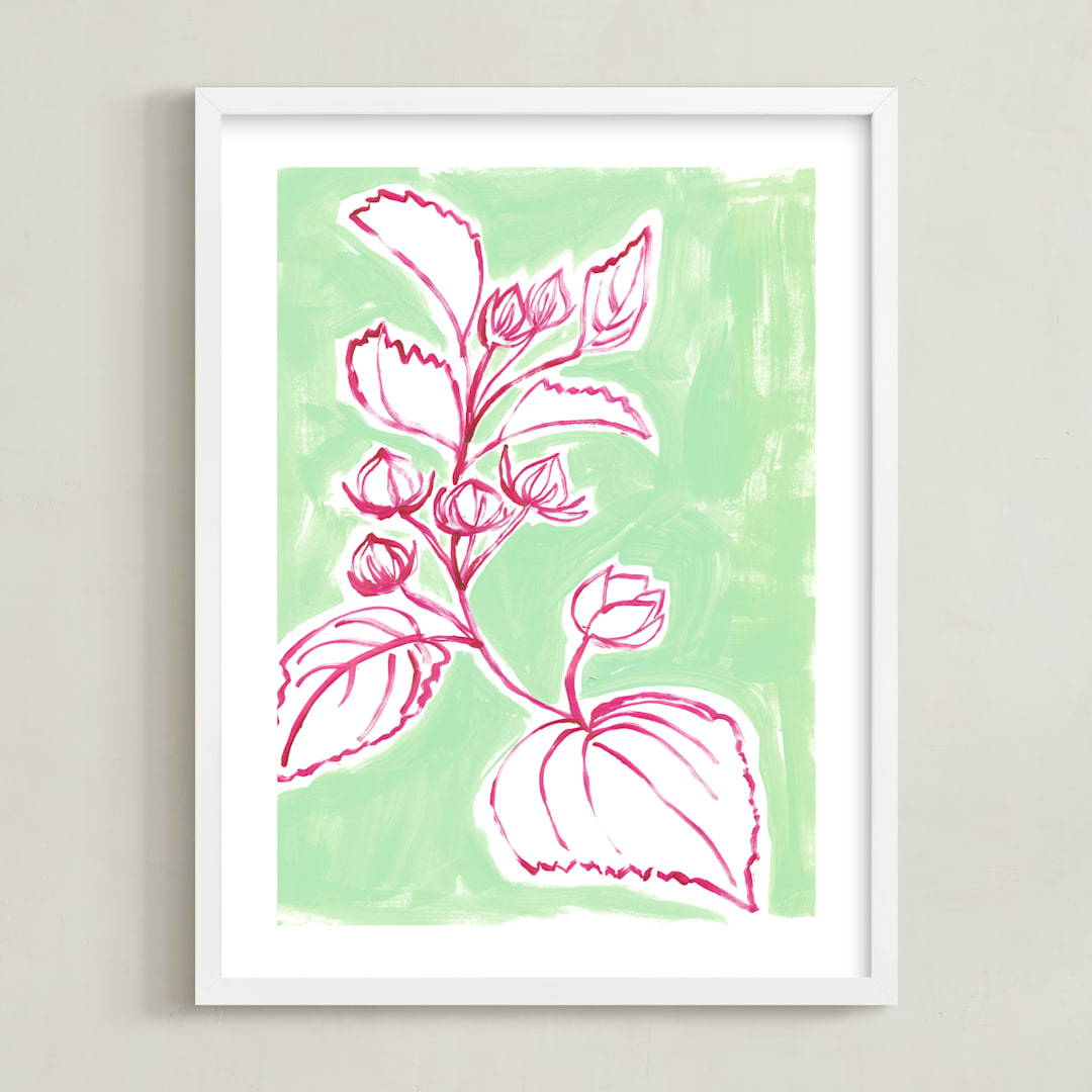 "Lush Botanical Gallery IV" - Art Print in Mint Ice Cream by Lise Gulassa - Framed