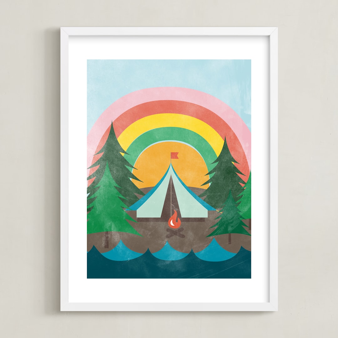 "Camp Rainbow" - Art Print in sky by Shirley Lin Schneider - Framed
