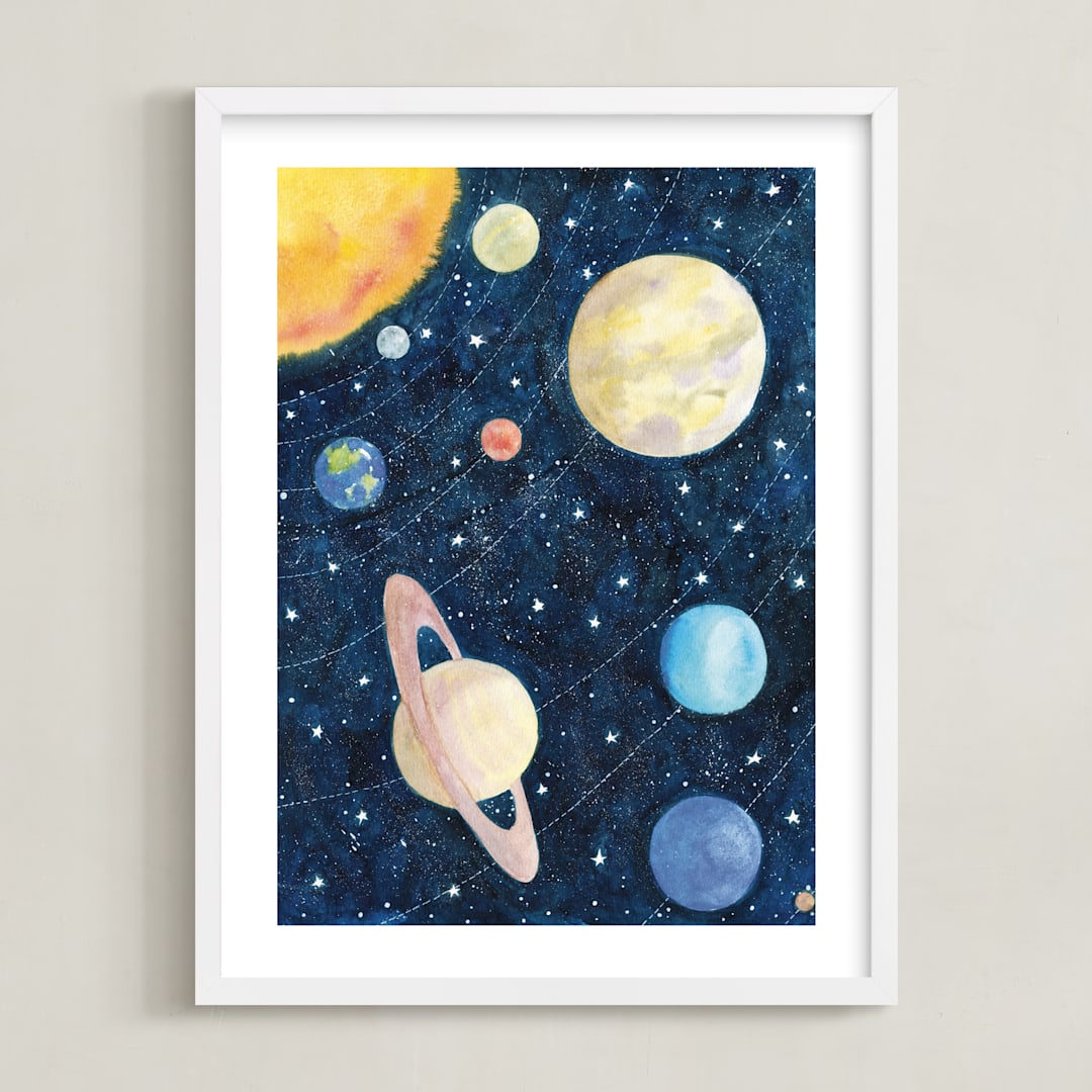 "Solar System" - Art Print in Deep Space by Alexandra Dzh - Framed