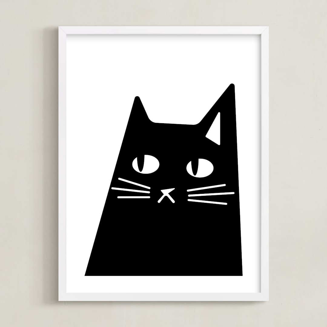 "Sour Puss" - Art Print in Midnight by Sequana Studio - Framed