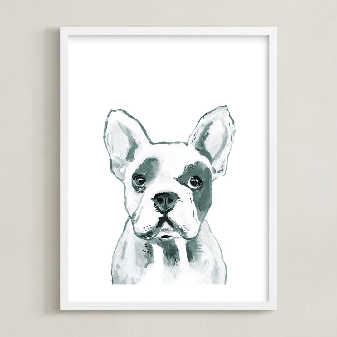 "Hey Mr. Dog" - Art Print in Nickel by Makewells - Framed