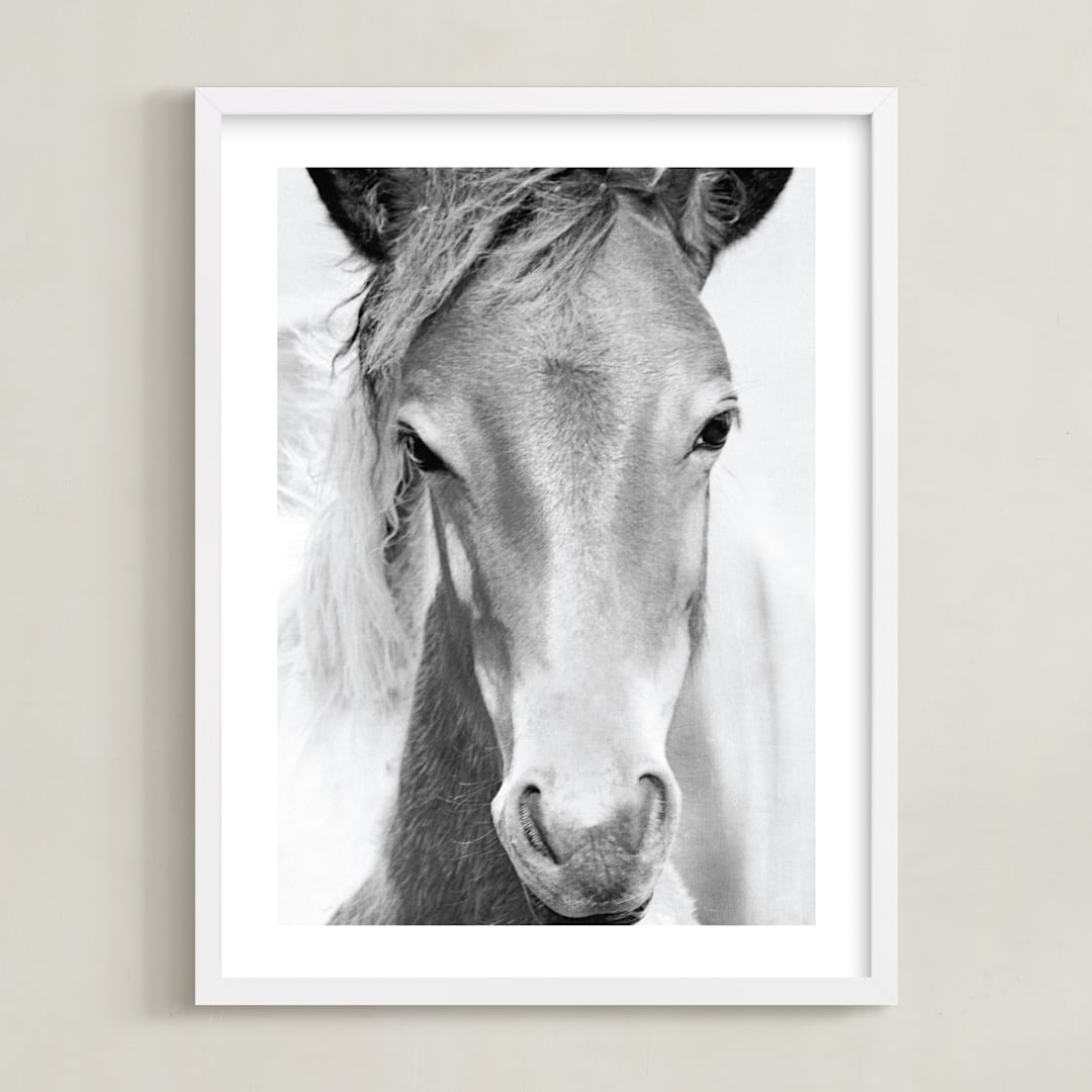 "Wild and free." - Art Print in Charcoal by Dawn Smith - Framed