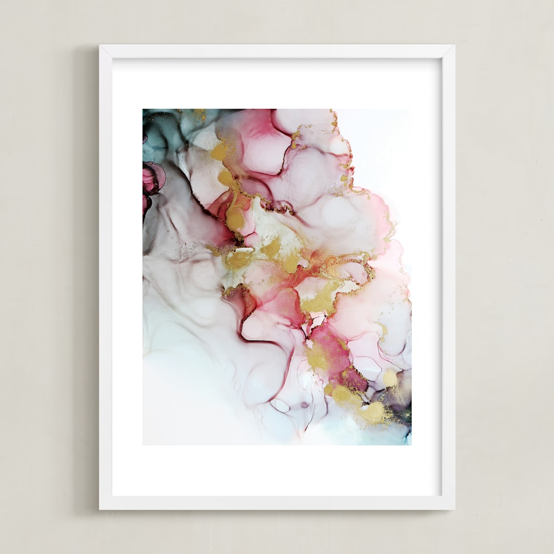 "Dreaming 2" - Art Print in Coral by Kathy Par - Framed