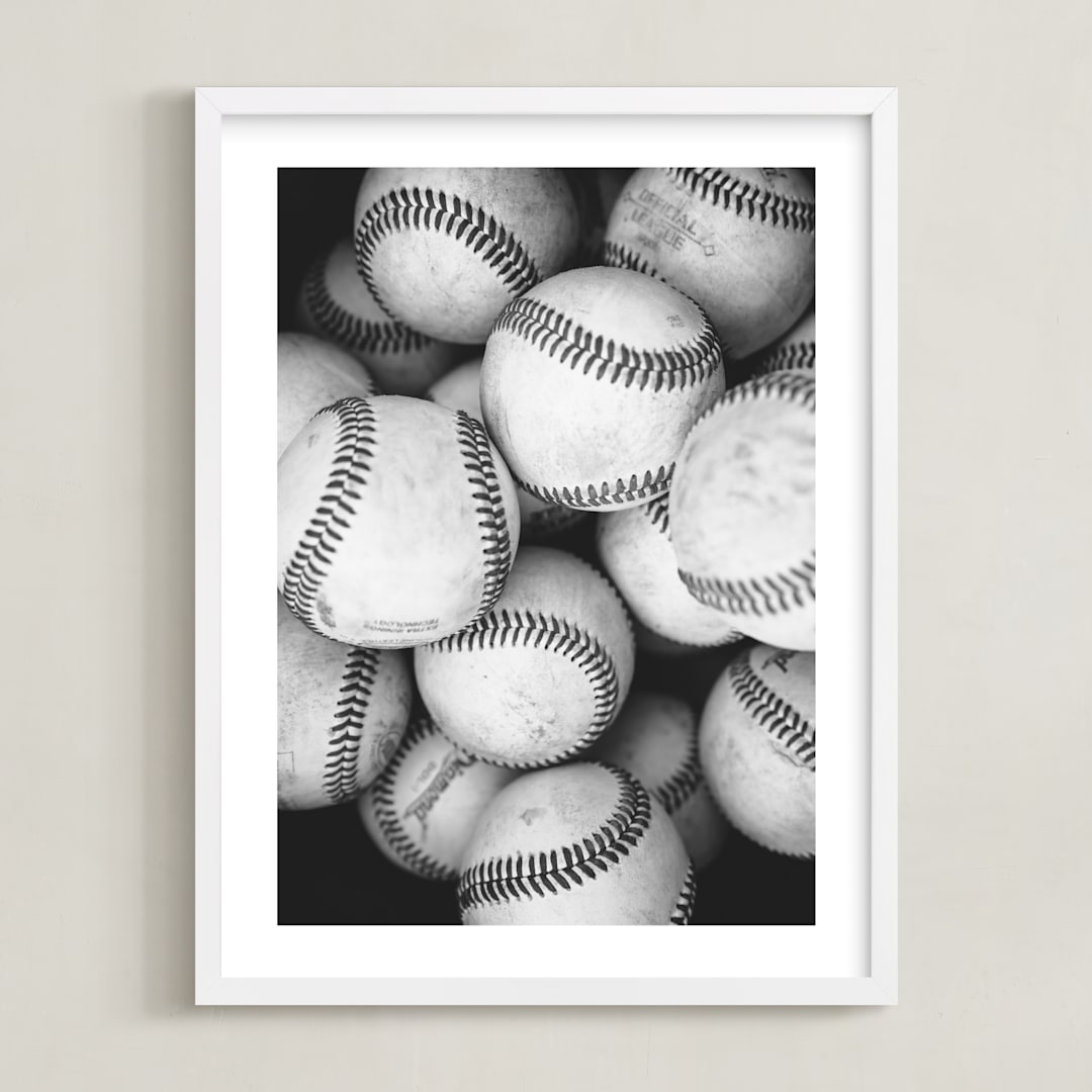 "Play Ball" - Art Print in Black by Kamala Nahas - Framed