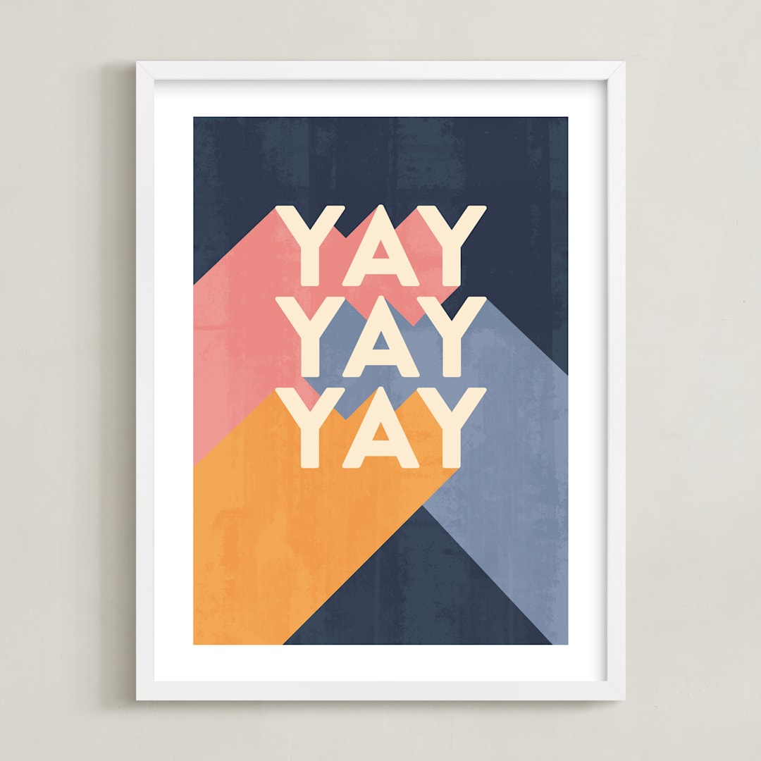 "Overjoyed" - Art Print in Navy by Sophie Owens - Framed