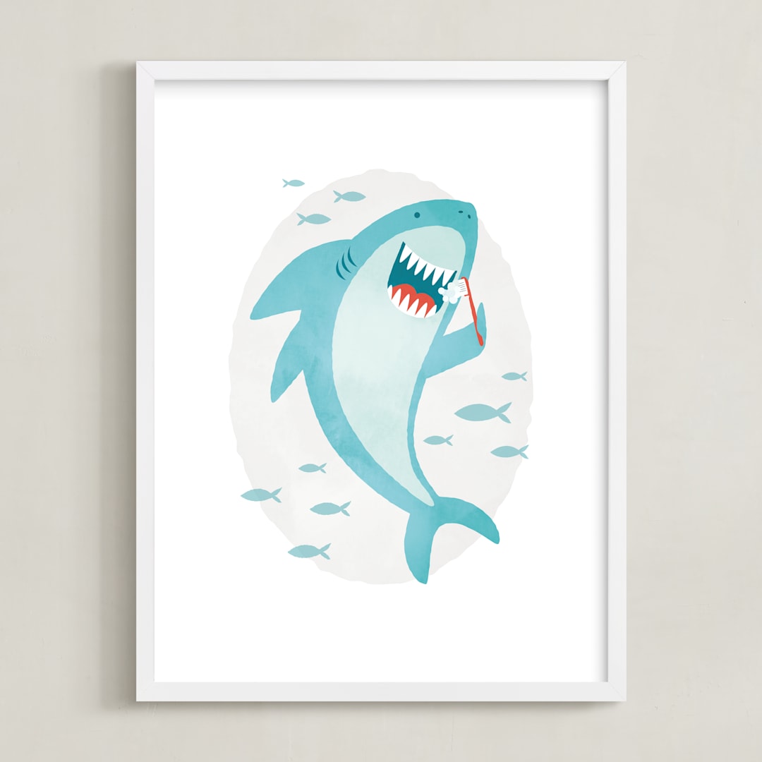 "great white teeth" - Art Print in Ocean by Susan Asbill - Framed