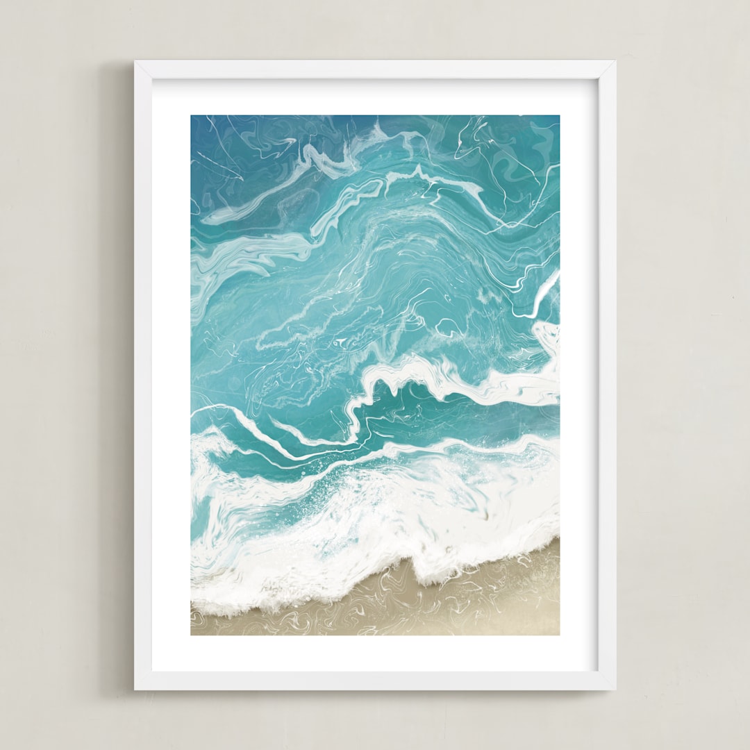 "Incoming Tide" - Art Print in Turquoise by Paula Pecevich - Framed