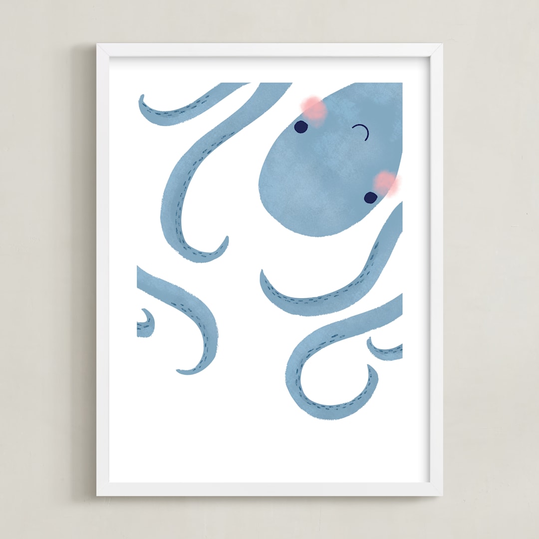 "Little Septopus" - Art Print in Ocean by Jackie Crawford - Framed