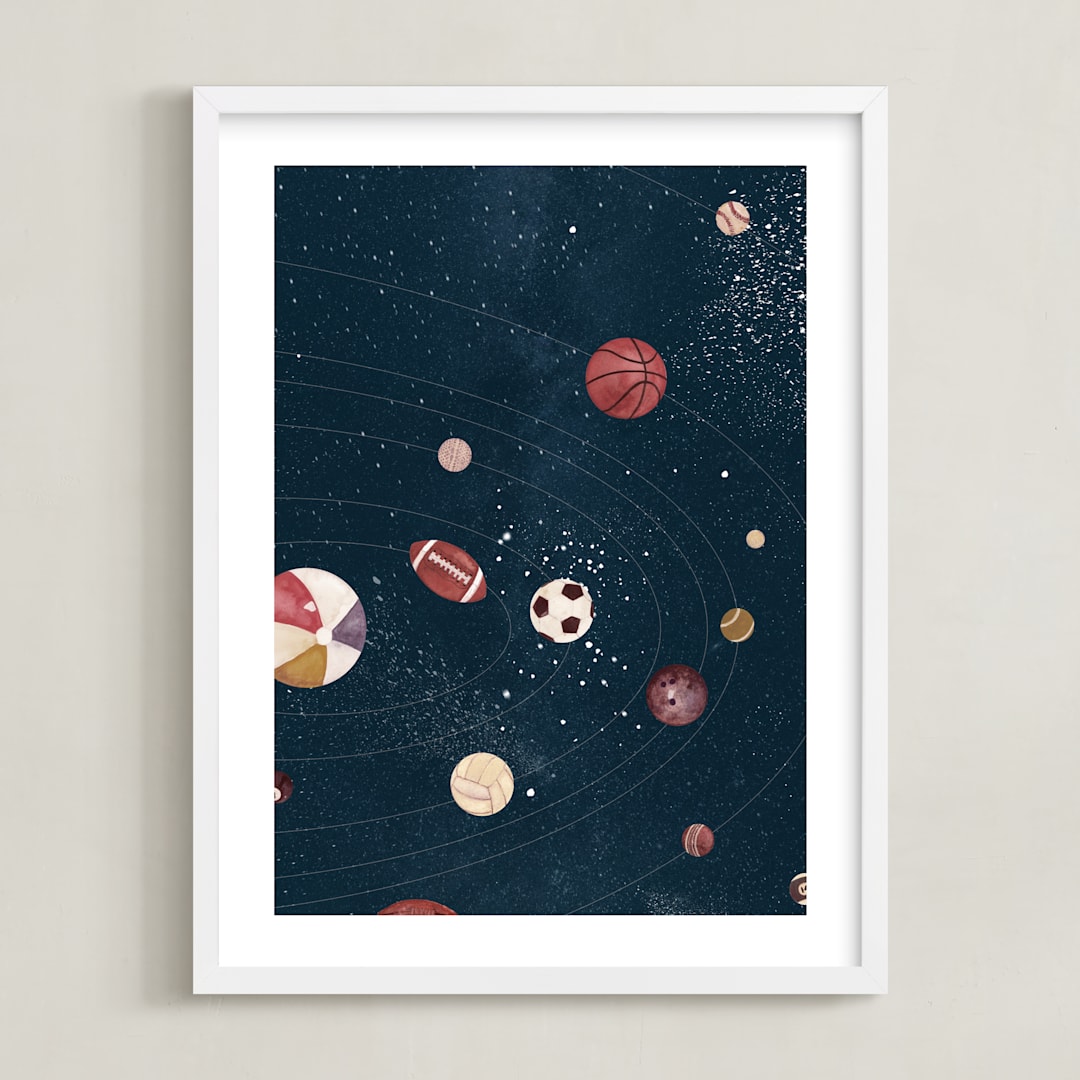 "Sports In Space" - Art Print in Space by Anna Joseph - Framed
