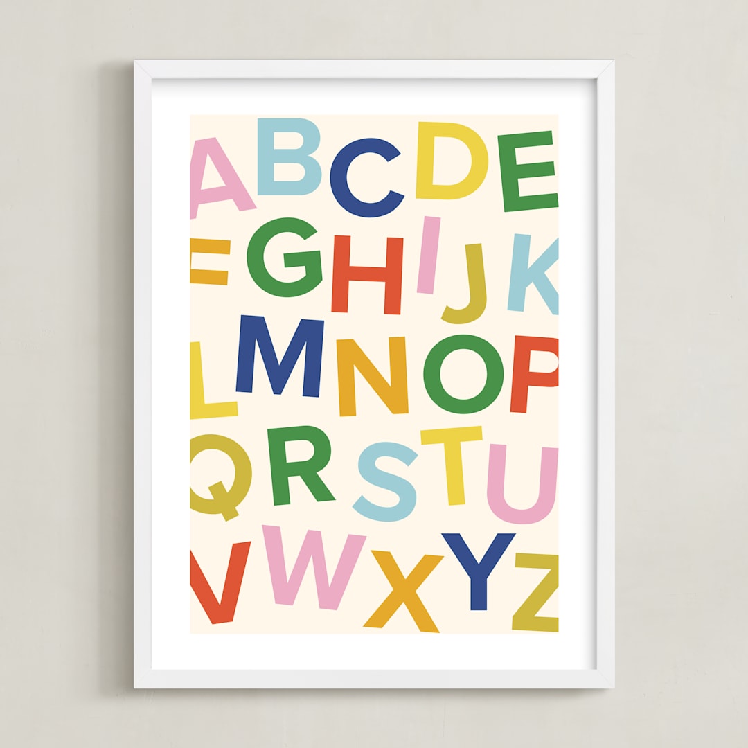 "happy alphabet" - Art Print in Rainbow by Ellen Schlegelmilch - Framed