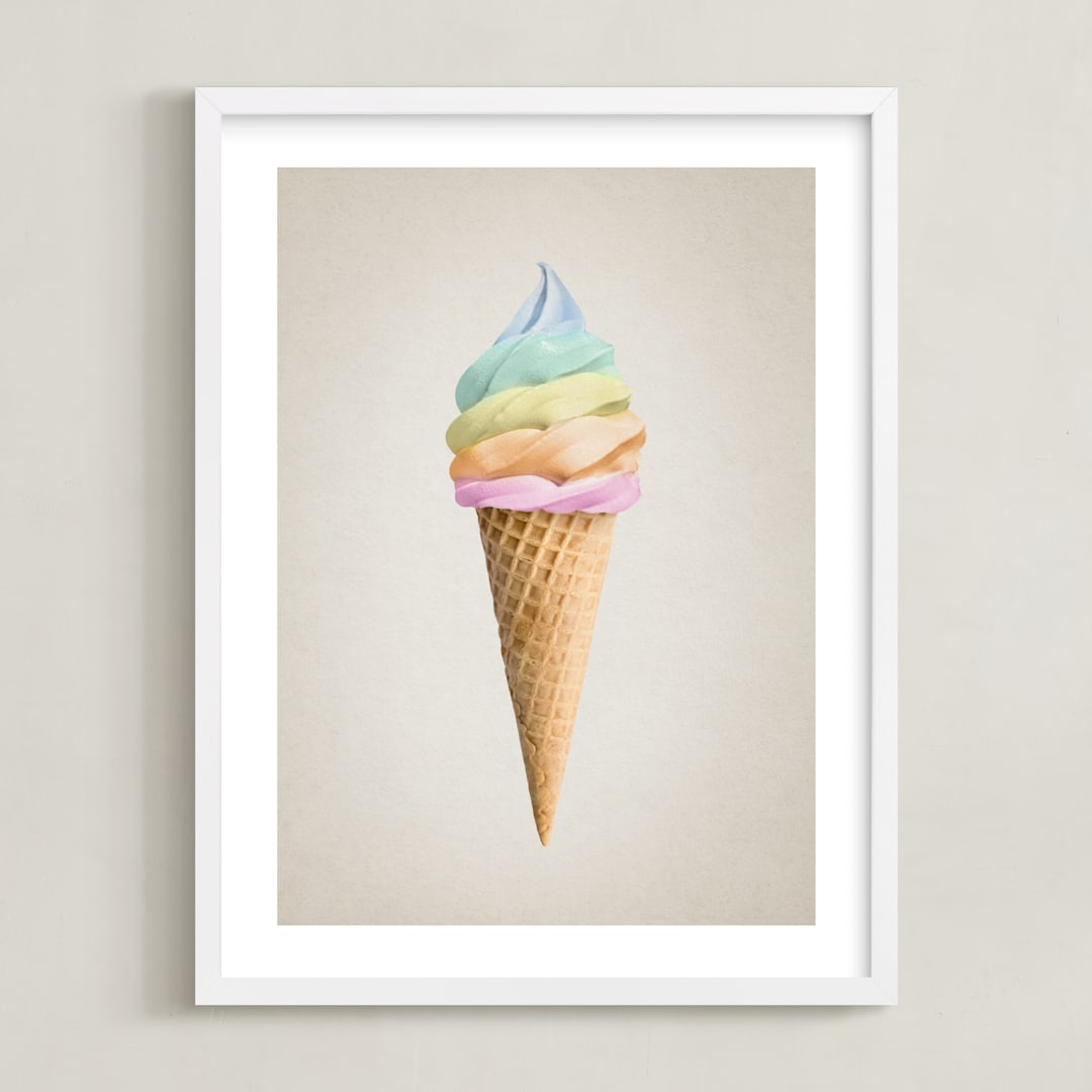 "Rainbow Ice Cream" - Art Print in Sherbet by Paola Benenati - Framed