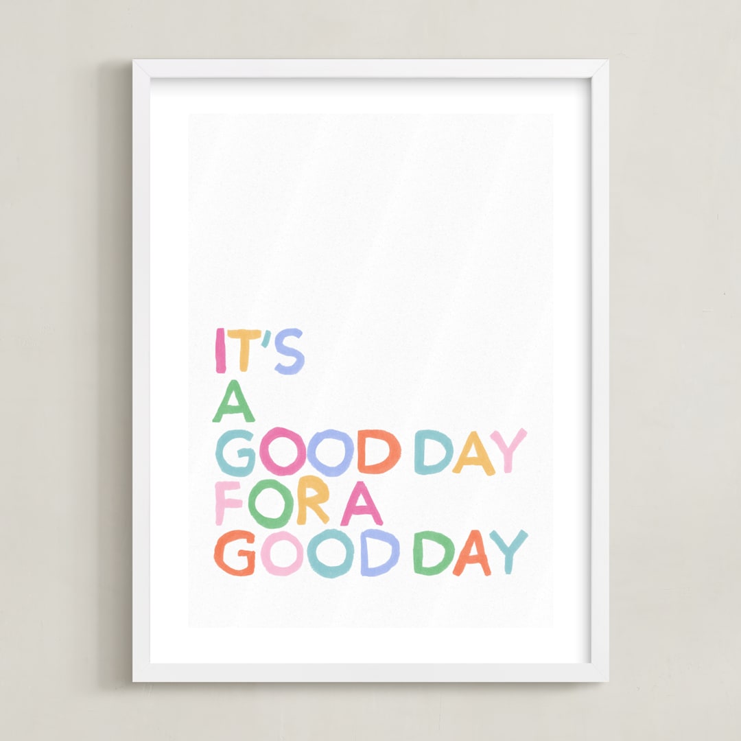 "Good Day Vibes" - Art Print in Candy by Inkblot Design - Framed