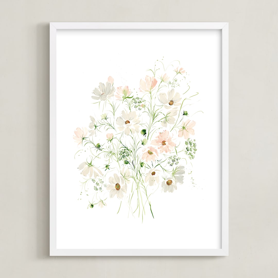 "Cosmos" - Art Print in Blush by Leah Bisch - Framed