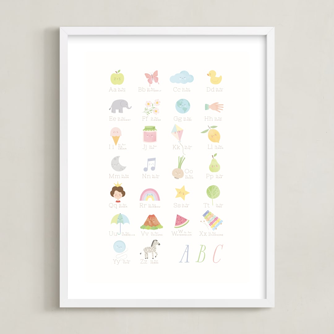 "Lovely alphabet" - Art Print in Daisy by Sabrin Deirani - Framed