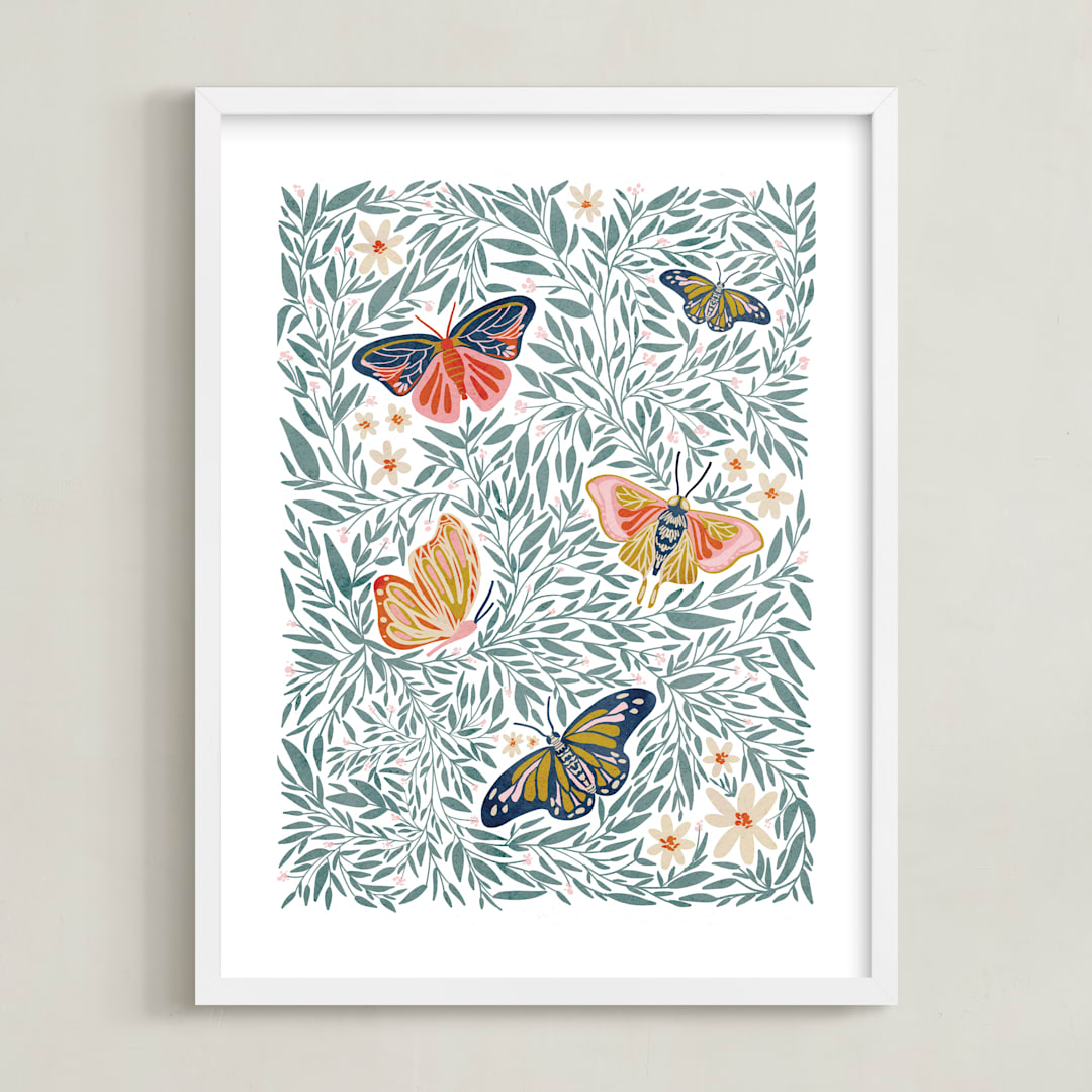 "Secret Garden" - Art Print in Leaf by Britt Mills - Framed