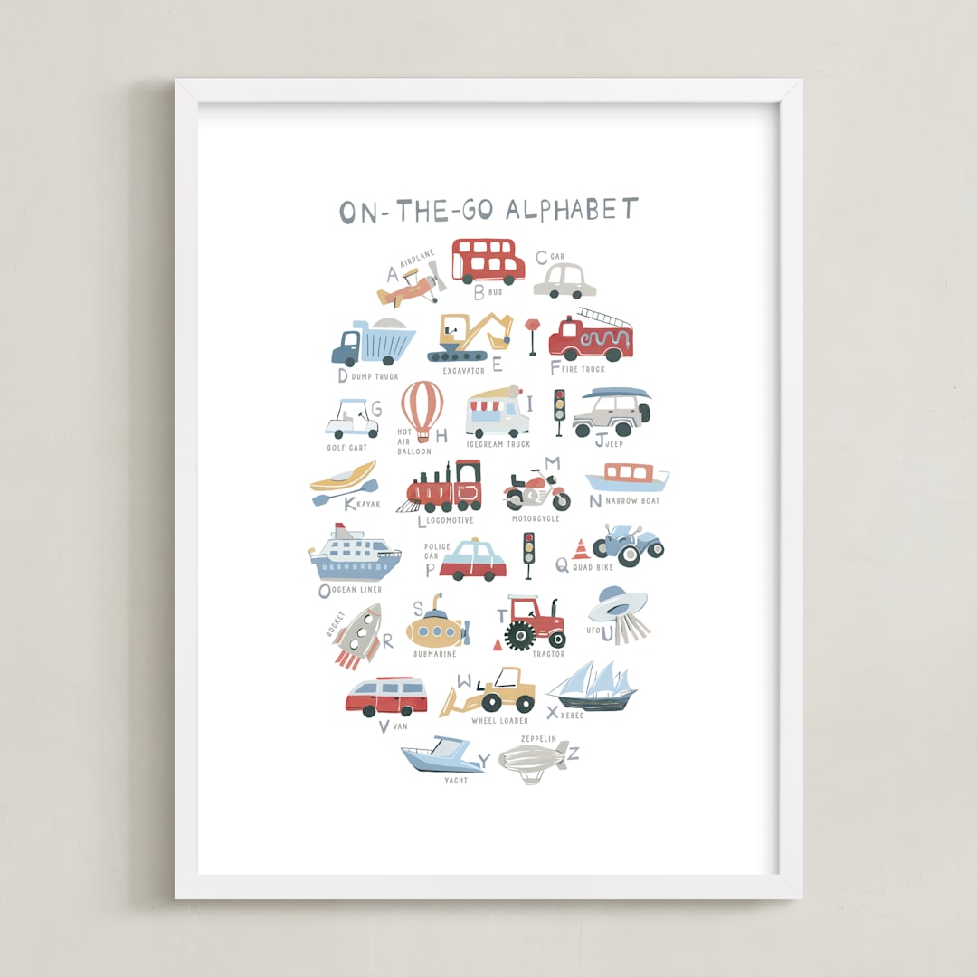 "Transportation Alphabet" - Art Print in Pearl by Teju Reval - Framed