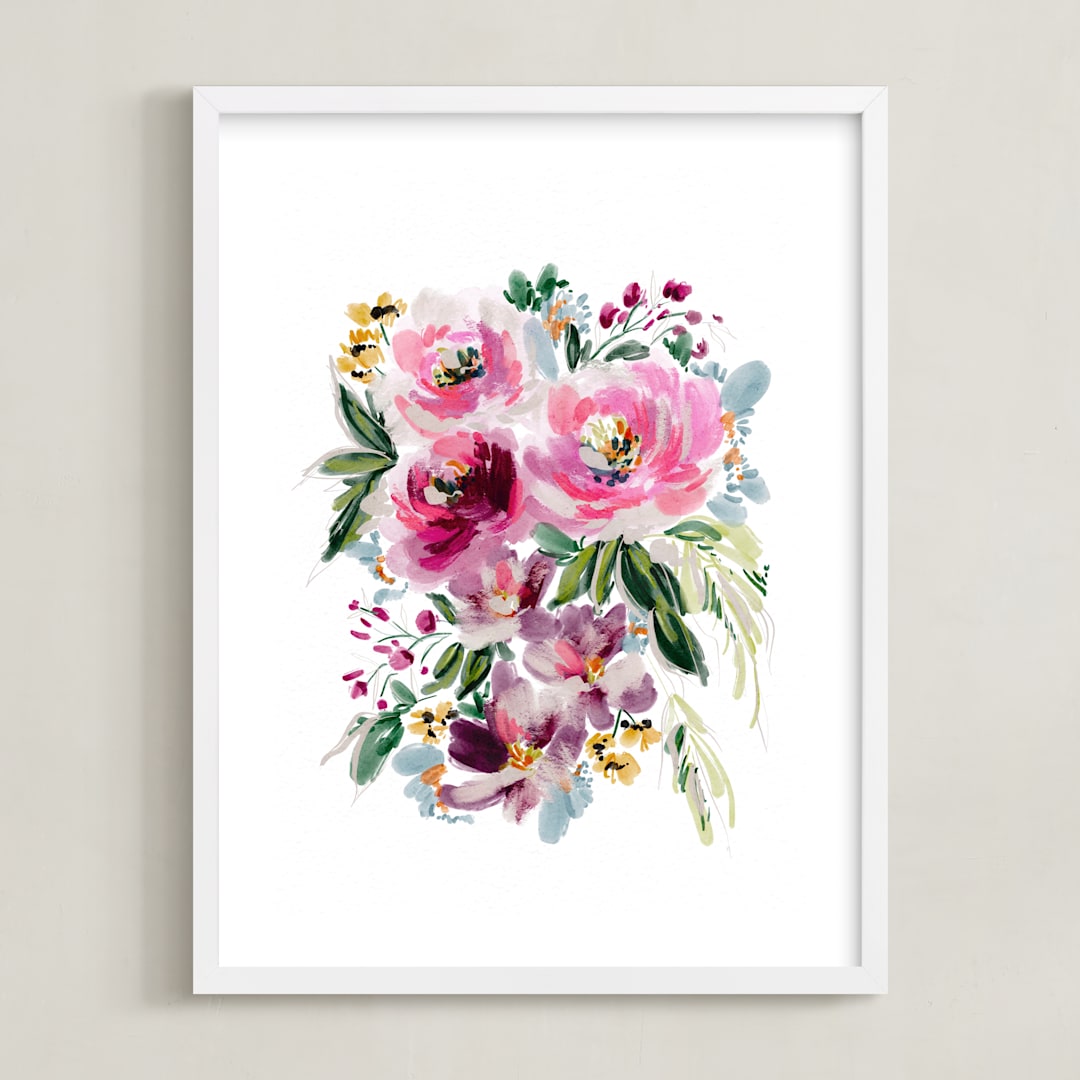 "Ella Bloom" - Art Print in Peonies by Britt Mills - Framed