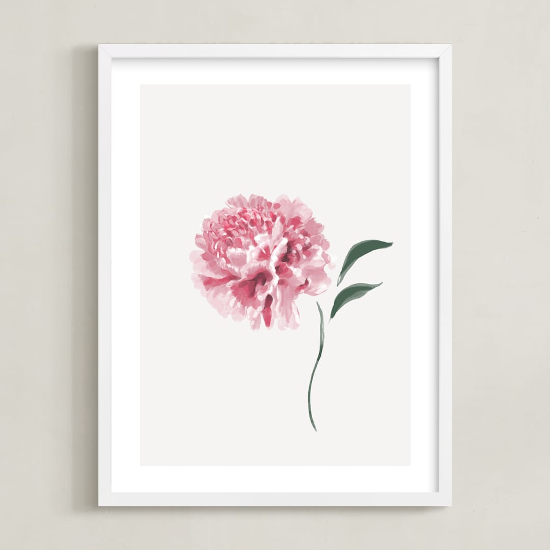 "Leaning In" - Art Print in Pretty Pink by Julie Cha - Framed