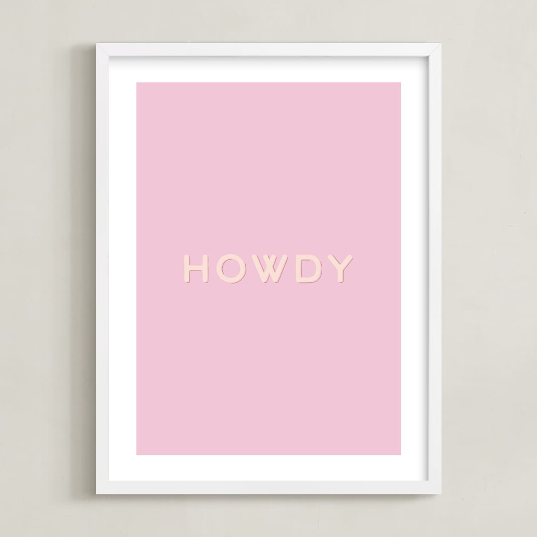 "Cowgirl II" - Art Print in Rose Petal Pink by Gwen - Framed