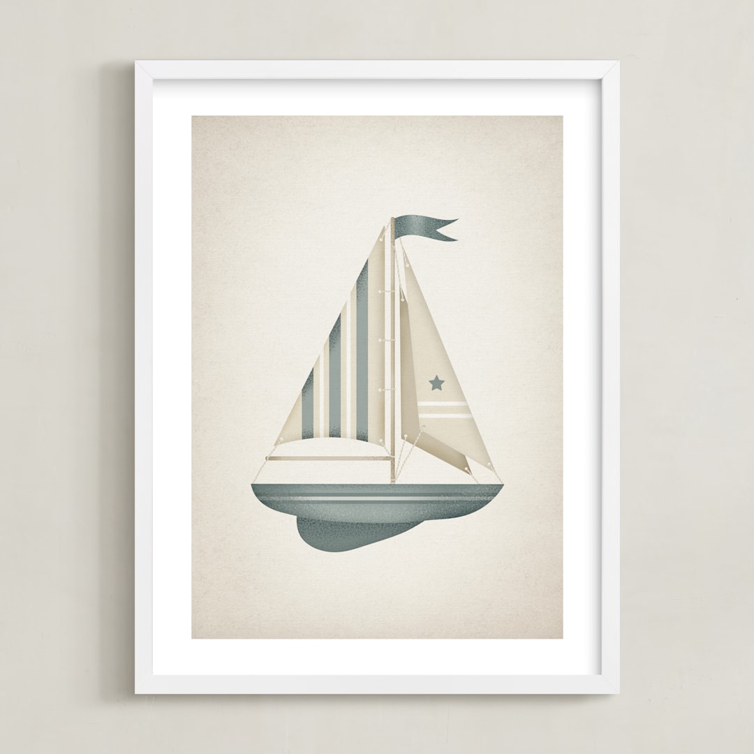 "Sailboat" - Art Print in Sky by Paola Benenati - Framed