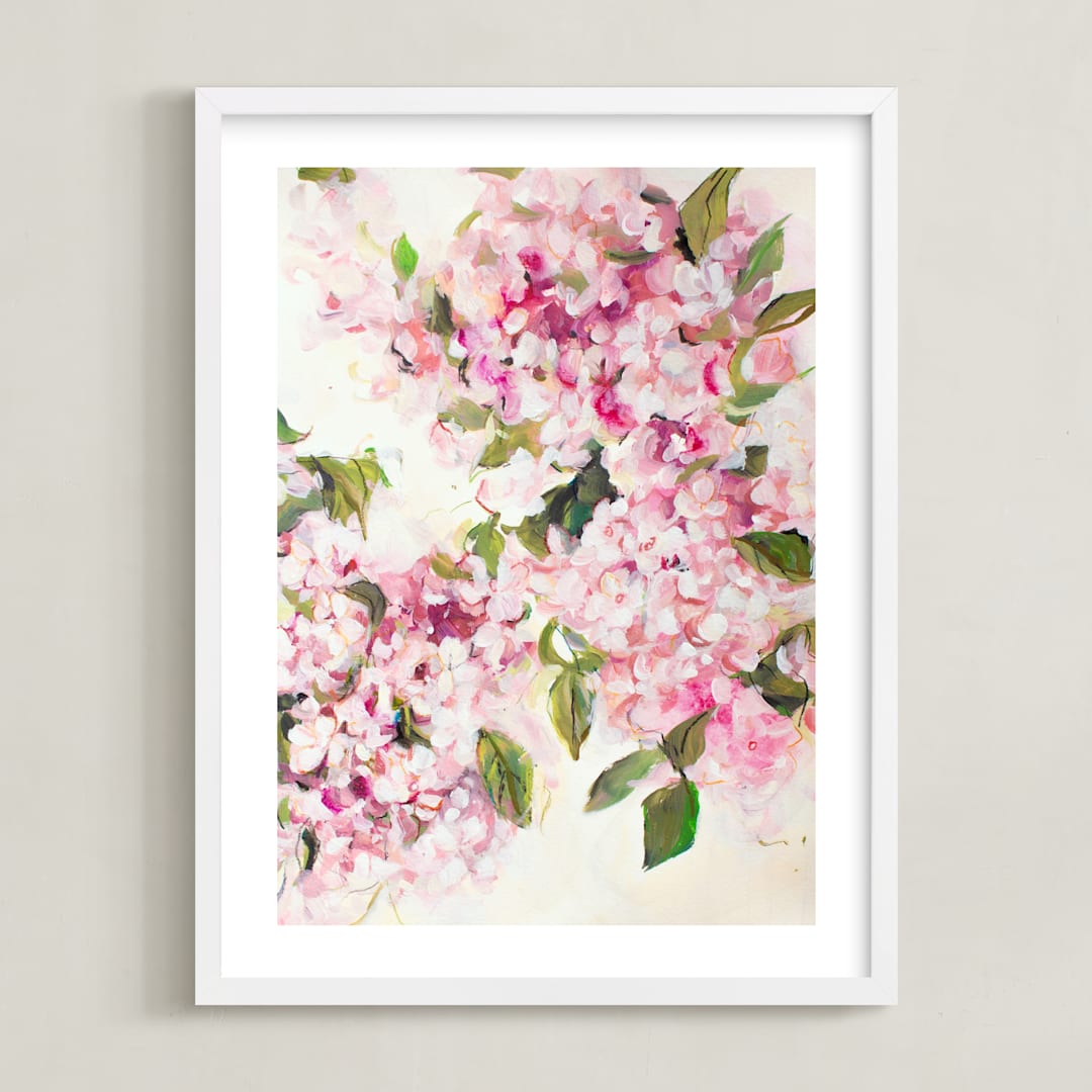 "Enchanted Garden 3" - Art Print in Floral Pink by Arohika Verma - Framed