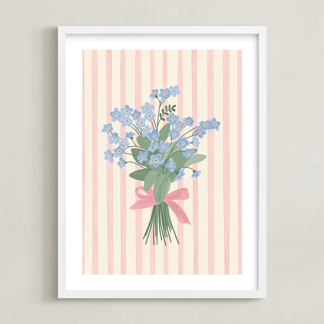 "Forget Me Not" - Art Print in Rose by Joanna Rosado - Framed