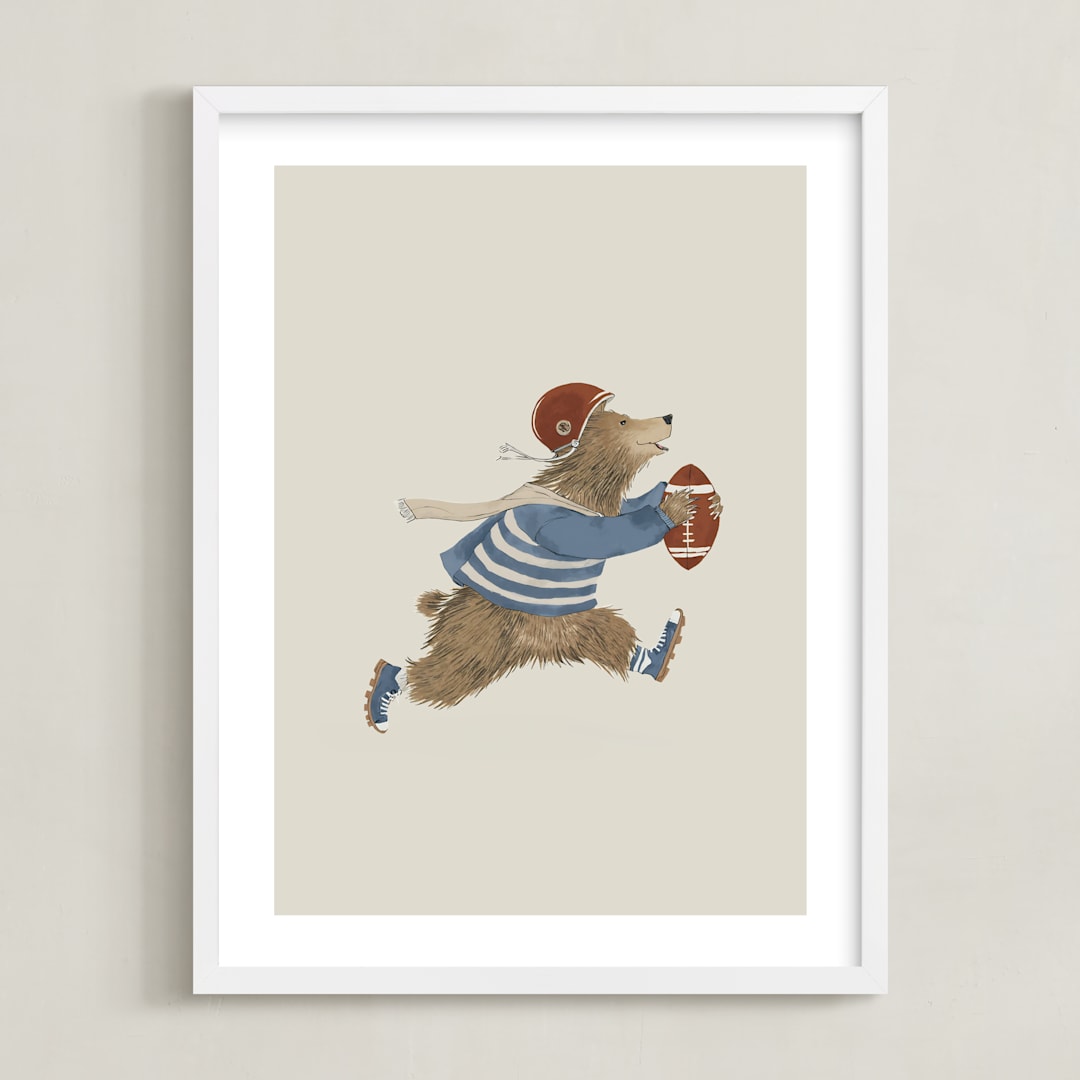 "Animal All-Stars 1" - Art Print in Dusty Beige by Malunio - Framed