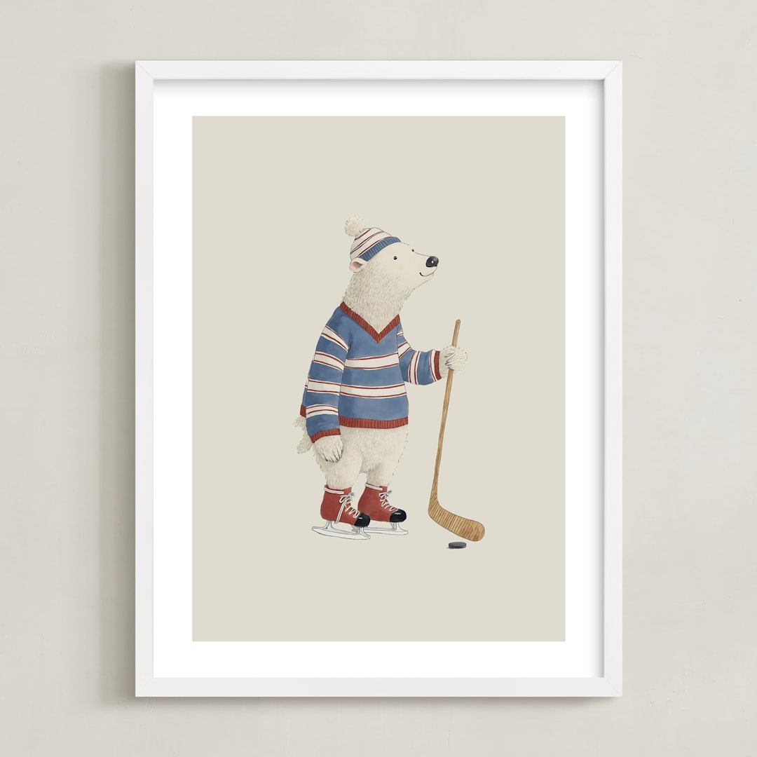 "Animal All-Stars 3" - Art Print in Dusty Beige by Malunio - Framed