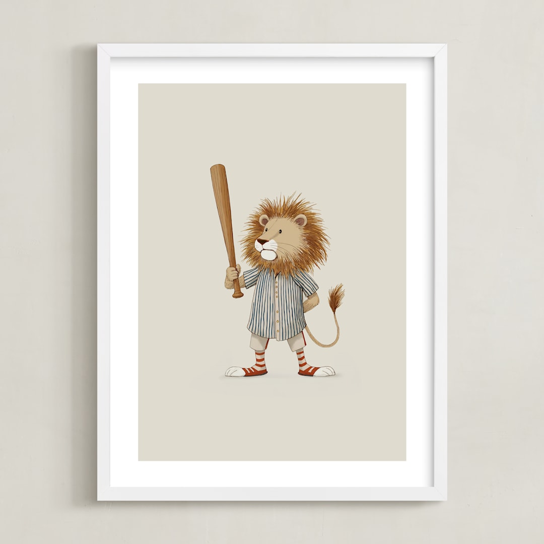 "Animal All-Stars 4" - Art Print in Dusty Beige by Malunio - Framed
