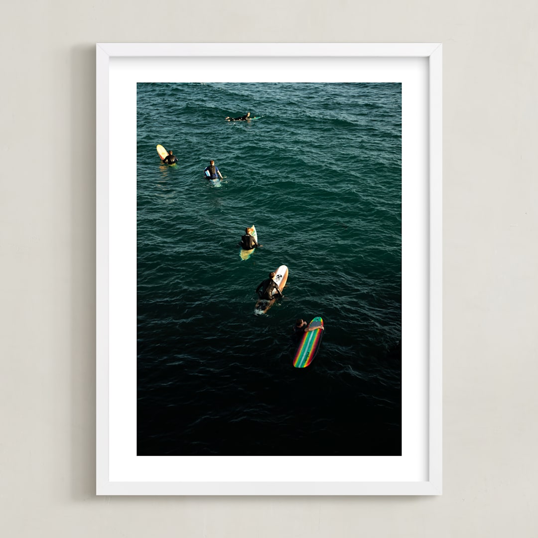 "Surf Social" - Art Print in Ocean by Shannon Howard - Framed