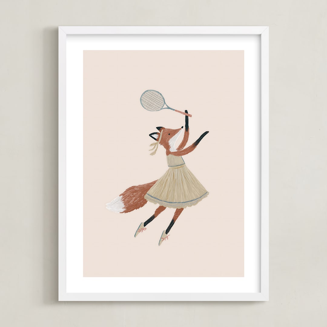 "Animal All-Stars 5" - Art Print in Dusty Beige by Malunio - Framed