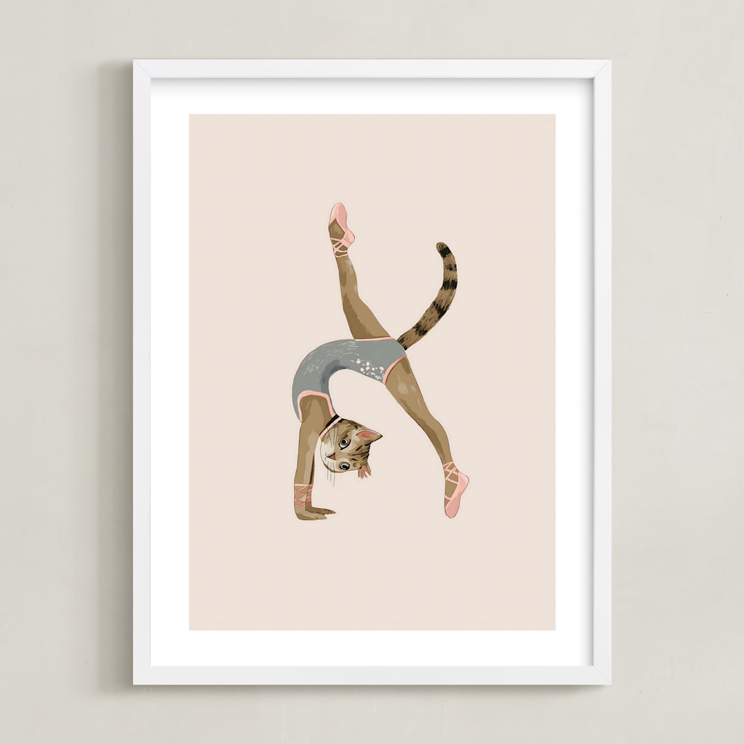 "Animal All-Stars 6" - Art Print in Dusty Beige by Malunio - Framed