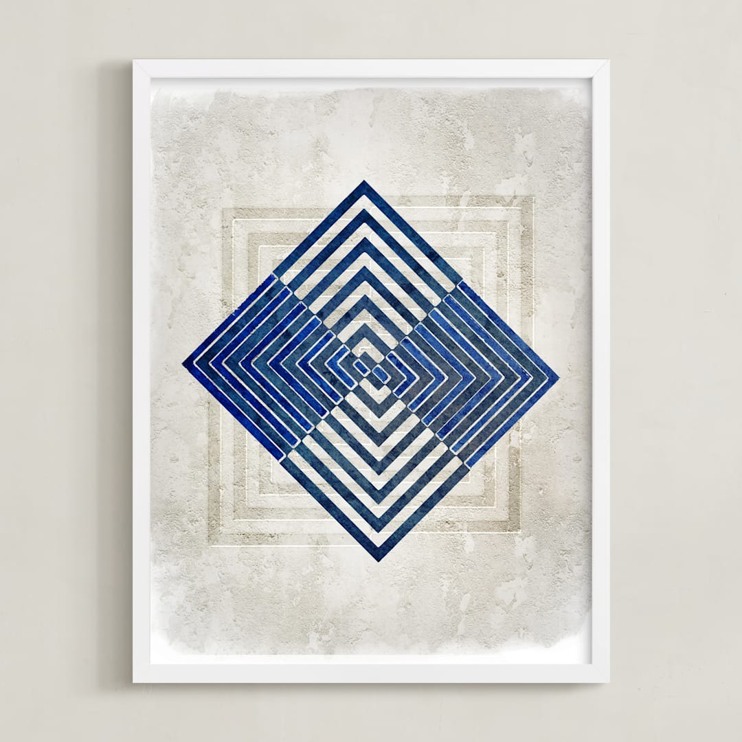 "Et cetera" - Art Print in Navy Blue by Alex Isaacs Designs - Framed