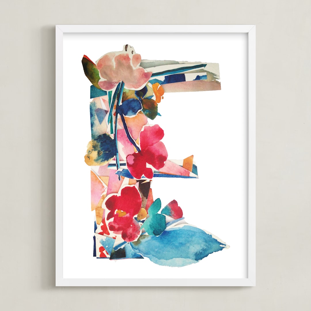 "Collage Letter E" - Art Print in Euphorbia by Kiana Lee - Framed