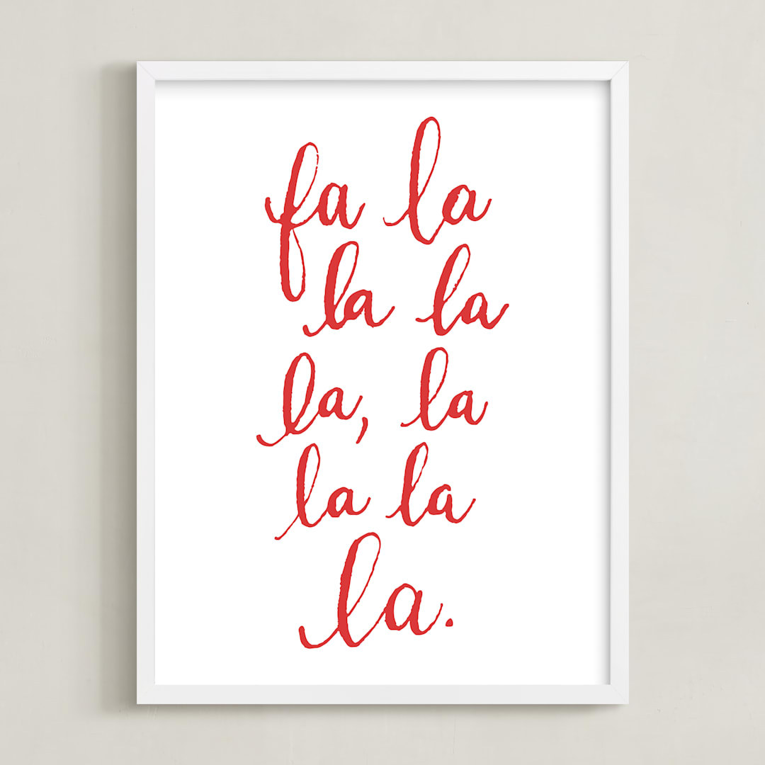 "Falala Calligraphy" - Art Print in Red by Megan Kelso - Framed