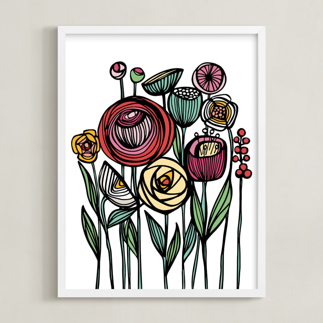 "Lisboa Floral" - Art Print in Garden Party by Gill Eggleston - Framed