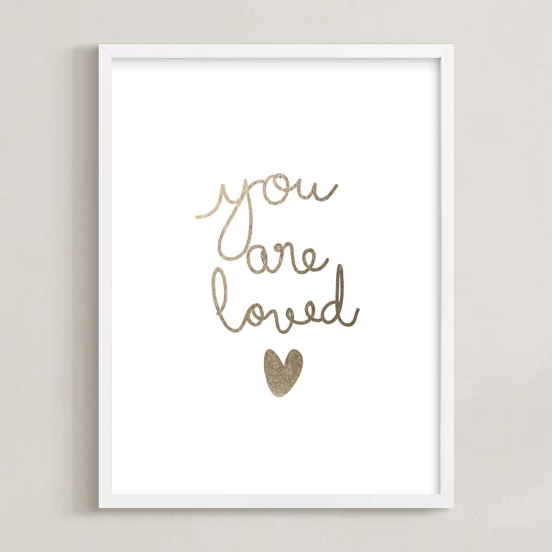 "You are so loved" - Art Print in Gold Foil by Angela Thompson - Framed